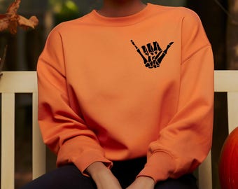 Hang Loose Skeleton Hand Sweatshirt , Halloween Shirt, Skeleton Hand Shirt, Skeleton Hand Tee, Skeleton Shirt, Skeleton Hand Tee, Hang Loose