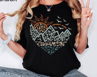 Adventure Awaits T-shirt, Nature Camp Lover T-shirt, The Great Outdoors Shirt, Wanderlust Explore More Tee, Adventure Shirt, Mountain TShirt