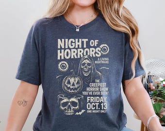 Night of Horrors Halloween Tee, Trendy Halloween T-shirt, Classic Retro Halloween Shirt, Funny Halloween Shirt, Halloween Horrors Sweatshirt