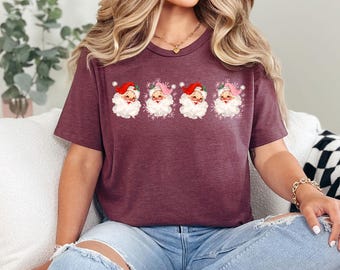 Vintage Santa Claus Christmas Shirt, Retro Style Christmas Shirt, Vintage Christmas Shirt, Christmas Gift for Her, Funny Christmas T-shirt