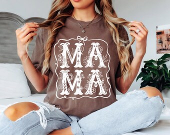 Comfort Colors® Mama Whimsical Wildflowers Shirt, Coquette Mom Shirt, Gift For Mom, Floral Mom Shirt, Mothers Day Gift, Mothers Day Shirt