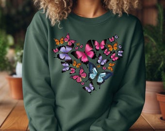 Vintage Butterflies Sweatshirt, Distressed Or Vintage Outfit, Butterfly Lovers Sweatshirt, Moth Shirt, Cottagecore Sweatshirt, Bug Shirt