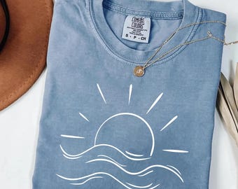 Comfort Colors® Sun T-Shirt, Summer Shirt, Beach Shirts, Sunhine T-Shirt, Gift For Woman, Boho Sun Shirt, Sun Shirt, Summer Vibes Shirt, Sun