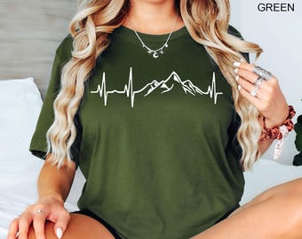 Hiking Shirt, Mountains Heartbeat Shirt, Hiking T Shirt, Nature T Shirt, Hiking Mom Shirt, Nature Lover Shirt, Adventure Shirt, Outdoor Tee
