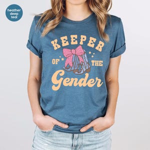 Boots or Bow Western Keeper of the Gender Shirt, Rodeo Gender Reveal T-shirt, Gender Keeper Family Gift, Bull or Heifer Aunt Baby Shower Tee