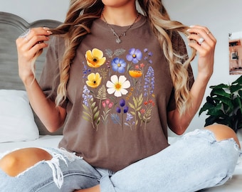 Comfort Colors® Wildflower Shirt, Vintage Cottagecore Shirt, Floral TShirt, Pastel Floral Nature Shirt, Naturel Flower Shirt, Gift for Women