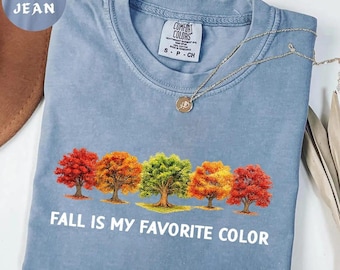 Comfort Colors® Fall Leaves Shirt, Fall Tree Shirt, Autumn Leaf T-Shirt, Womens Fall Shirt, Thanksgiving Gift, Autumn Tree Line Shirt, Fall