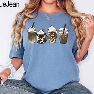 Comfort Colors® Cow Coffee Mug Shirt, Coffee Cup Shirt, But First Coffee, Coffee Latte Lover Gift, Iced Coffee Shirt, Cute Coffee T-Shirt