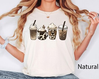 Cow Coffee Mug Shirt, Coffee Cup Shirt, But First Coffee, Coffee Latte Lover Gift, Iced Coffee Shirt, Womens Crewneck, Cute Coffee Tee Shirt
