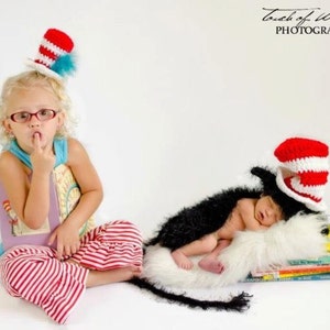 The Cat with the Hat newborn crochet pattern, photo prop or gift idea image 1