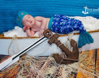 Crochet Pattern for Newborn Mermaid Tail and Tiara Instant Download