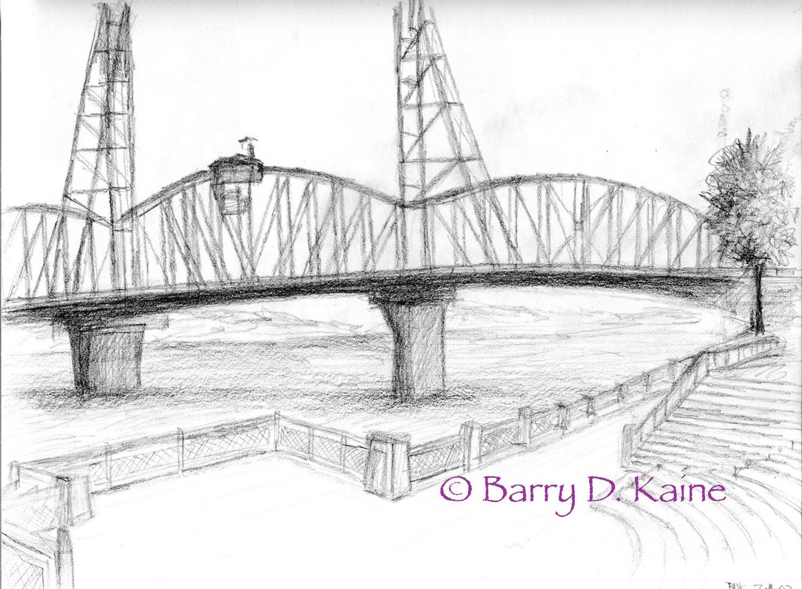 Разводные мосты рисунок карандашом