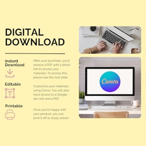 DIGITAL
DOWNLOAD
After your purchase, you’ll receive a PDF with a direct link to access your materials To access this, please see the next slide
Customize your materials using Canva. You will have access to a Google doc link and PDF
Instant
Download
Editable
Once you’re happy with your product, you can print it off or study online!
Printable
Pediatric Occupational therapy tool speech therapy resource parenting guide workbook classroom accommodation student behavior support handout ODD PDA Tips