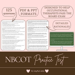 Test di pratica NBCOT con spiegazione dettagliata, download immediato stampabile, preparazione all'esame OT + COTA, 125 domande per terapisti occupazionali in formato PDF (ppt)