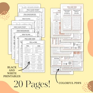 20 pages of PDA and ODD Resource Bundle Pathological Demand Avoidance Oppositional Defiant Disorder behavior management strategies symptom checklist comparison chart case study communication tips parent training teacher resources therapist worksheets special education materials classroom supports neurodivergent child anxiety autism ADHD parenting tools materials evidence based interventions coping skills regulation supports staff training educational psychology materials instant digital download