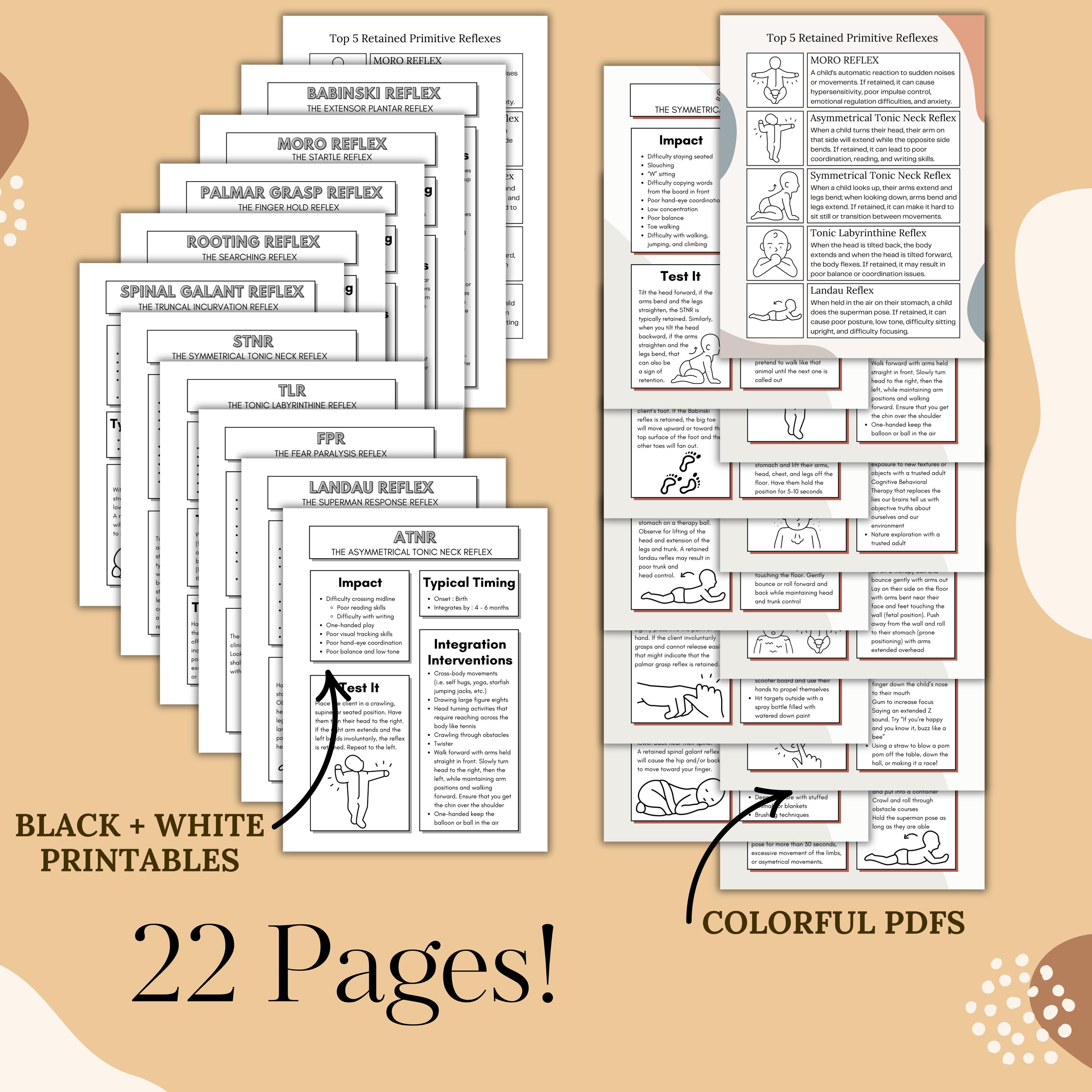 Primitive Reflex Chart.pdf Retained Primitive Reflexes Guide: Pediatric OT Integration Handouts ...