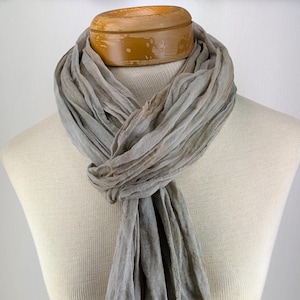 Desert Taupe Cotton Gauze Scarf, Tan  Hand Dyed  Lightweight Sheer Gauze Scarf 277