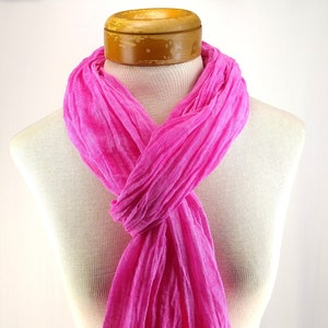 Bright pink cotton gauze scarf