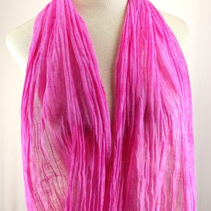 Bright Pink Cotton Gauze Scarf, Cotton Scarf, Hand Dyed Scarf, Lightweight Scarf 233 image 3