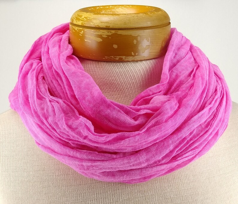 Bright pink cotton gauze scarf