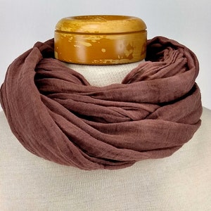 Coyote Brown Cotton Gauze Scarf, Extra Long Scarf, Hand Dyed Scarf, Lightweight Scarf 156