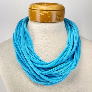 Sky Blue T-Shirt Necklace, Multi-Strand Necklace, Necklace Scarf 126