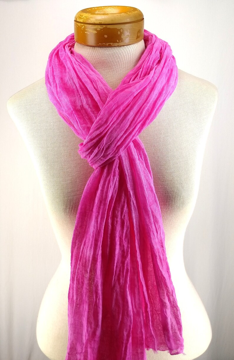 Bright pink cotton gauze scarf