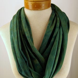 Green and Blue Infinity Scarf, Bamboo Cotton Jersey Scarf, Hand Dyed Scarf 072