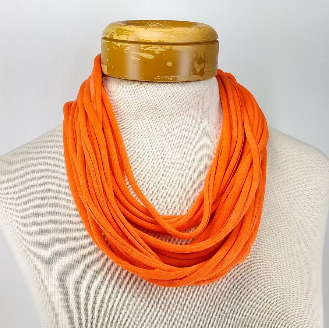 Orange Tshirt Necklace, Multistrand Necklace, Necklace Scarf 122 Etsy