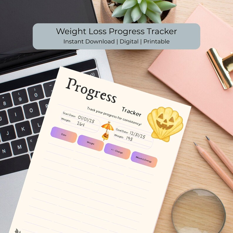 Summerween Weight Loss Tracker Printable | Spooky Cute Progress Log ...