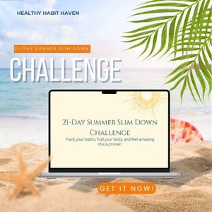 21-Day Summer Slim Down Challenge | Weight Loss Tracker PDF | Wellness Planner | Summer Fitness Challenge | Digital Download | Printable