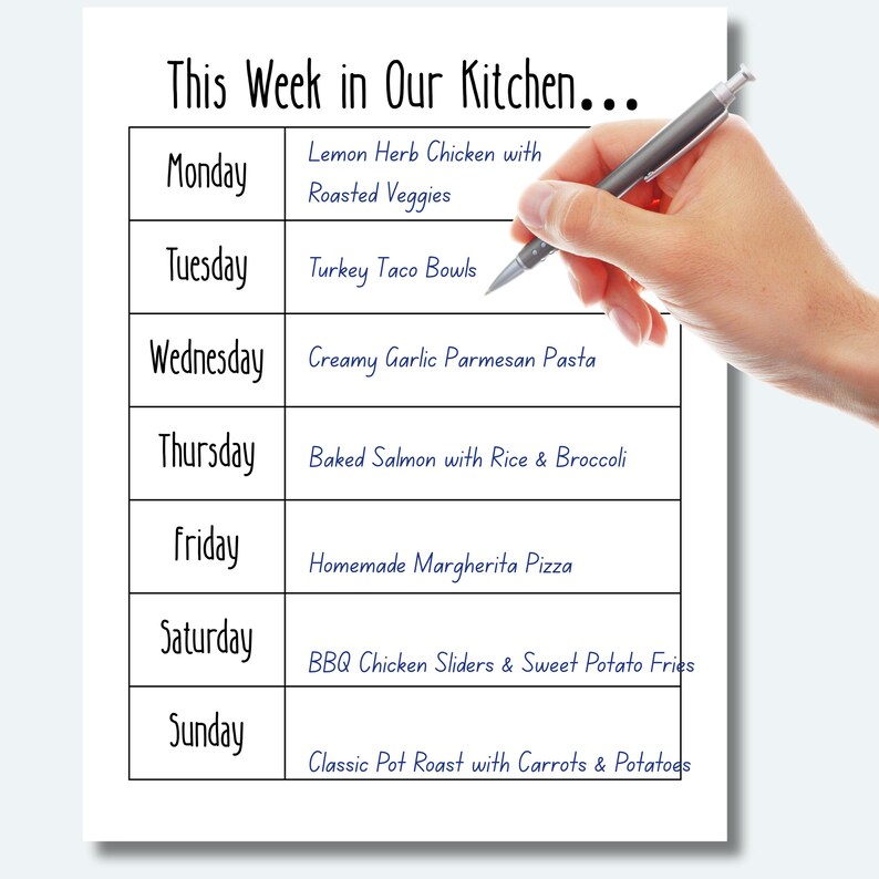 Weekly Menu SVG | Meal Planning Template | Kitchen Menu Board Printable ...