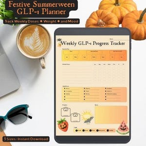 Summerween GLP-1 Weight Loss Tracker | Weekly Injection Log, Side Effect Journal, Body Measurement Chart | Printable PDF Planner