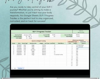 GLP-1 Progress Tracker | Google Sheets | Weight Loss Log | Weightloss |  Digital Download