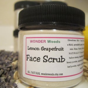 Lemon Grapefruit, FACE SCRUB, ALL Natural, with Honey and Organic Oatmeal