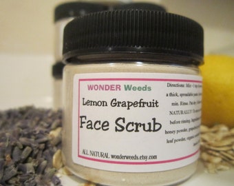 Lemon Grapefruit, FACE SCRUB, ALL Natural, with Honey and Organic Oatmeal