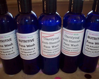 Clarifying  Face Wash, ALL NATURAL, with Organic Cranberry, Pomegranate, & Seaweed