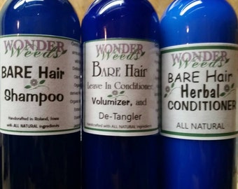 ALL NATURAL, Herbal Hair Conditioner, Shampoo, Leave In Conditioner Set