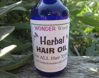 Herbal Hair & Scalp Conditioning Oil, Rosemary Hair Oil, Nettle, Chamomile, Horsetail, Oatstraw, Lavender