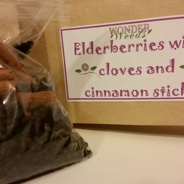 Elderberry Kit, Make your own, Cinnamon and Cloves, 1/2 pound elderberries