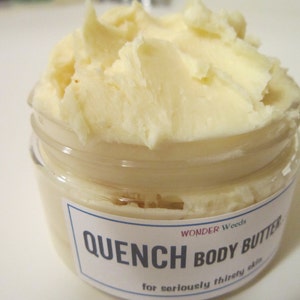 QUENCH Body Butter for Seriously Thirsty Skin, 90%  Certified ORGANIC Butters and Oils, Large Size