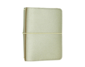 A6 Vegan Leather Traveler's Notebook – Light Gold Metallic Planner