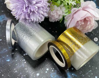 Clear Foil Washi Tape Duo: Gold & Silver Perforated Overlay