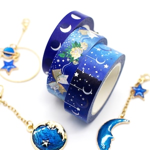 Celestial washi-tapeset – handgetekende washi met maan en sterren voor journaling, planners, knutselen en scrapbooking - Mumsy & Bub