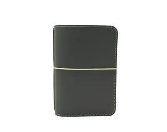 Perfect Fit B6 Slate Gray PU Leather Traveler's Notebook – Scalloped Pockets, 5x7 Insert