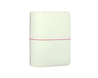 Creme Brûlée Vegan Leather Traveler's Notebook - Pocket Size – Glitter Spine, Pink Stitching