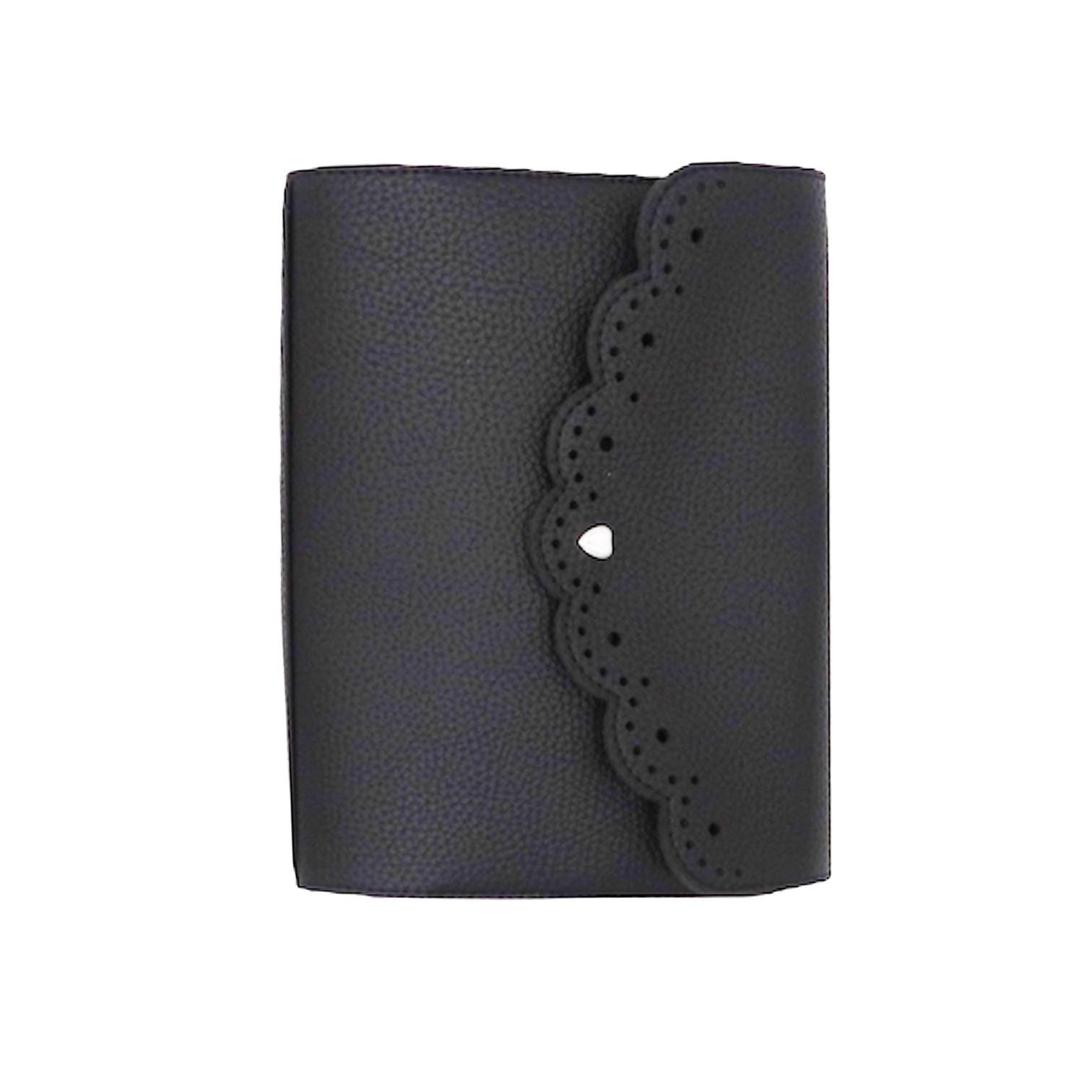 B6 Bella Travelers Notebook - Diva Black  B6 TN – Scalloped vegan leather cover fits B6 Stalogy, HP Mini, and B6 inserts | Mumsy & Bub