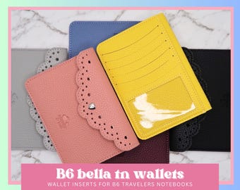 B6 Bella Wallet Insert: PU Leather Card Holder for Traveler's Notebook