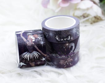 Swan Lake Ballerina Washi Tape Set: Holographic Foil, Hand-Drawn