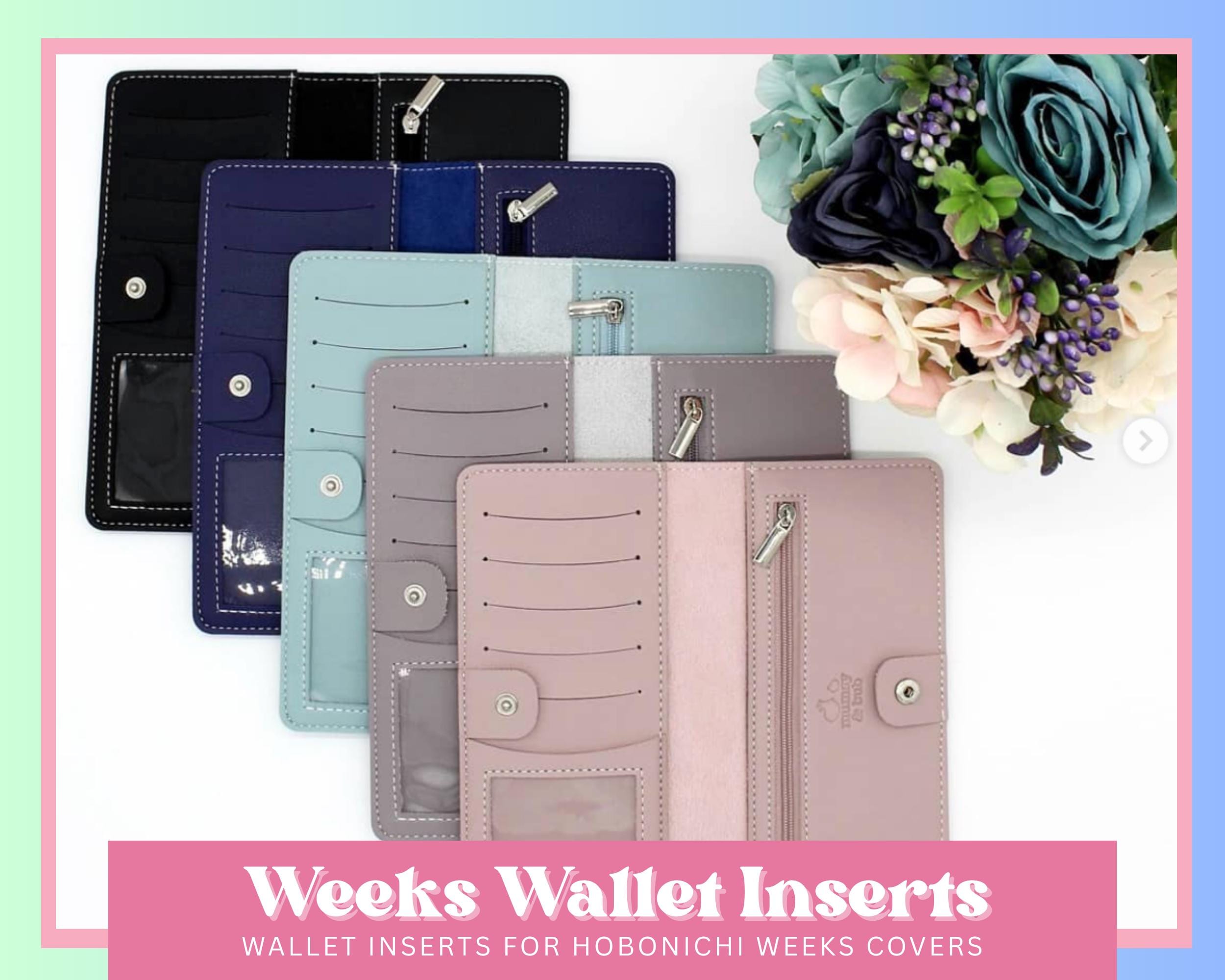 Hobonichi Weeks Wallet Insert: PU Leather Zipper Pouch with Card Slots